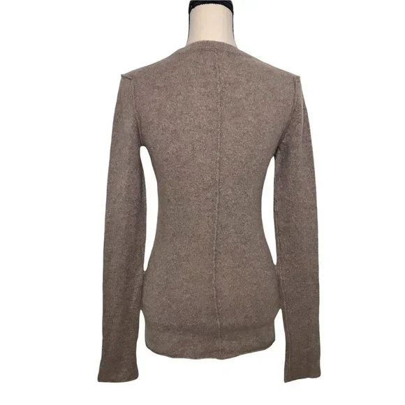 SOLD INHABIT Light Brown Crew Neck Cashmere Sweater Size Large - Picture 5 of 8